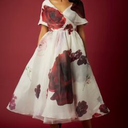 Robe mi-longue portefeuille en organza blanc…