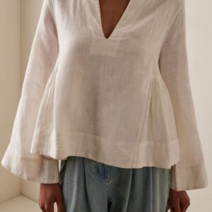 Ivory Breeze Linen Peplum Shirt